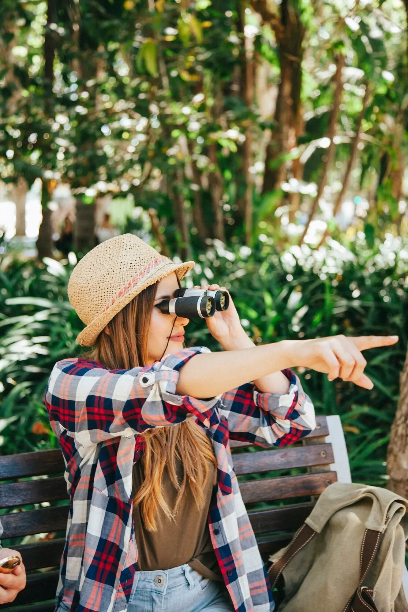 A traveler and binoculars